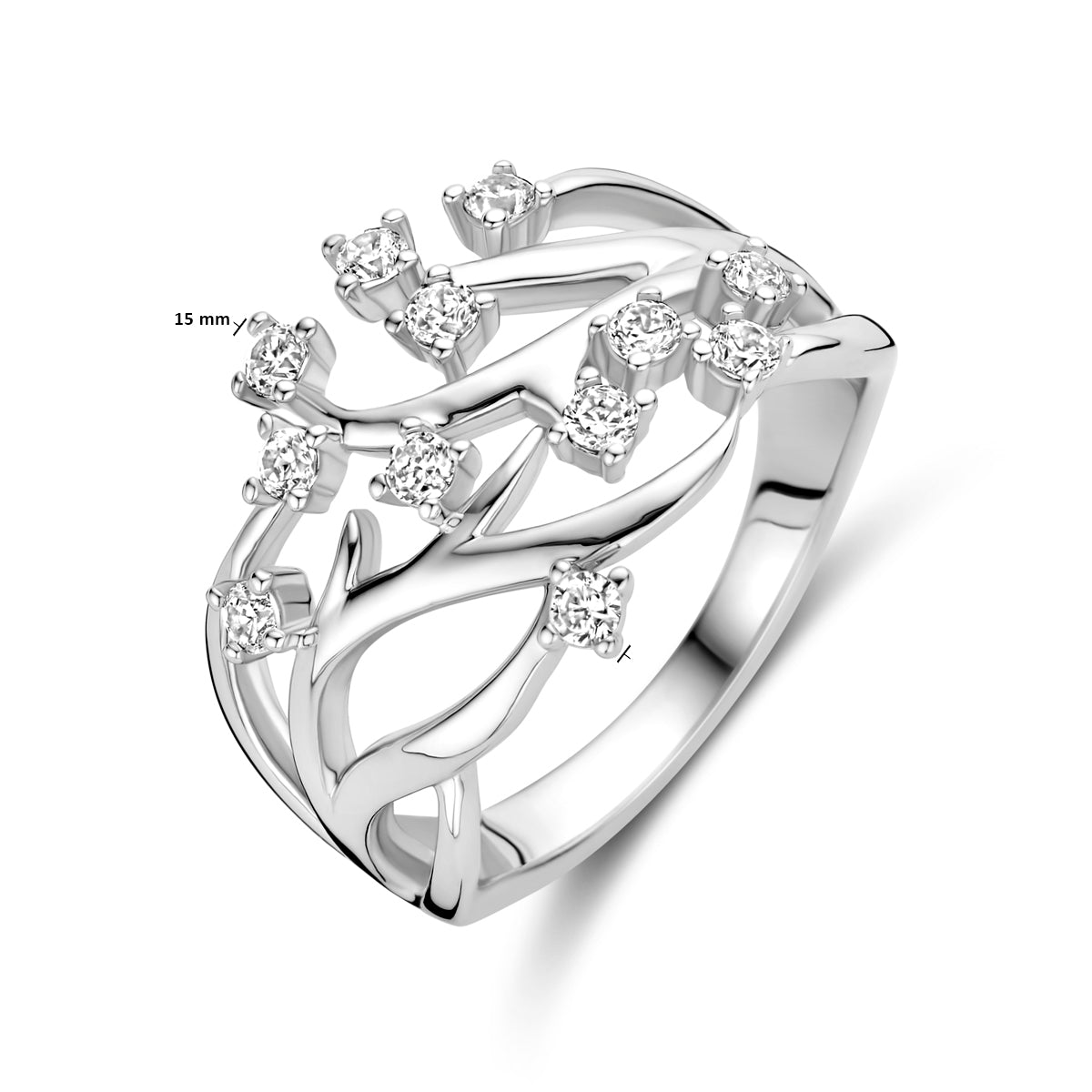 vDam Ring Zirkonia Zilver Gerhodineerd 1339495 Maat 17¾