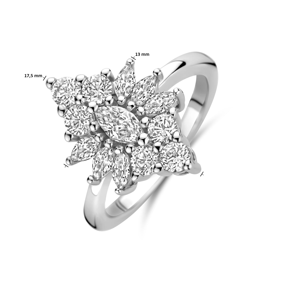 vDam Ring Zirkonia Zilver Gerhodineerd 1340711 Maat 17¾