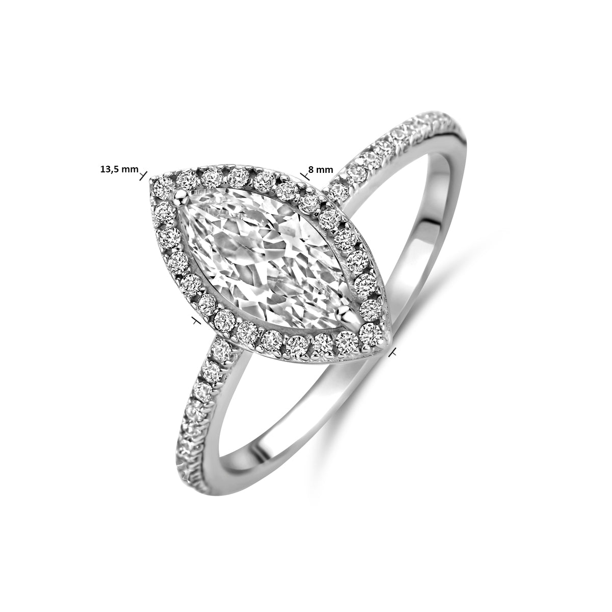 vDam Ring Zirkonia Zilver Gerhodineerd 1340732 Maat 17¾