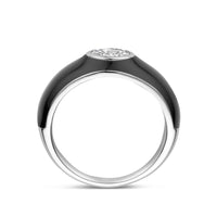 vDam Ring Zwart Emaille En Zirkonia Zilver Gerhodineerd 1339927 Maat 18½