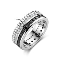 vDam Ring Zwart En Wit Zirkonia Zilver Gerhodineerd 1334991 Maat 17¾
