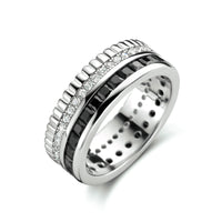 vDam Ring Zwart En Wit Zirkonia Zilver Gerhodineerd 1334991
