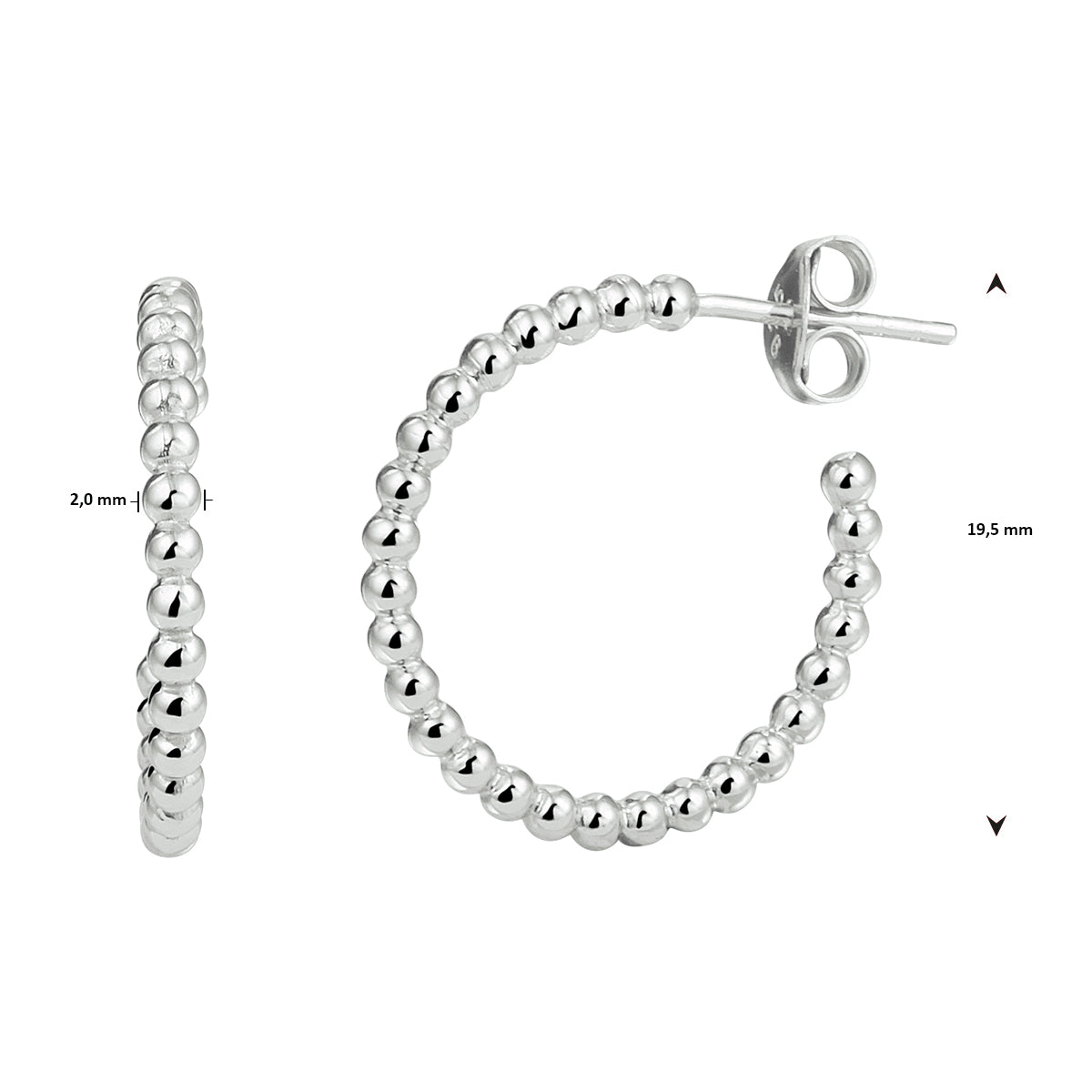 vDam Stekeroorringen Bolletje Zilver Gerhodineerd 1333195