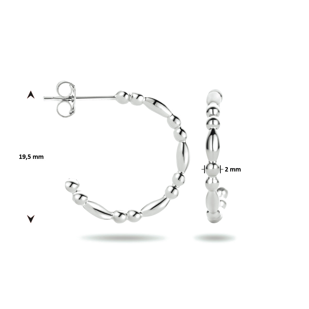 vDam Stekeroorringen Bolletjes Zilver Gerhodineerd 1334000