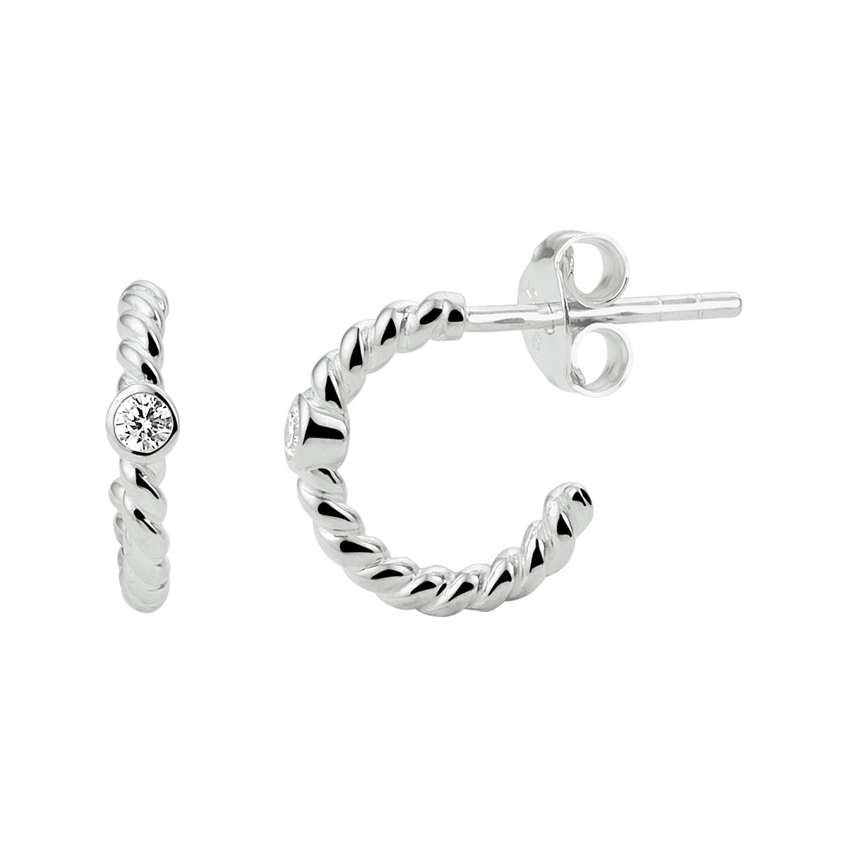 vDam Stekeroorringen Gedraaid Zirkonia Zilver Gerhodineerd 1333133