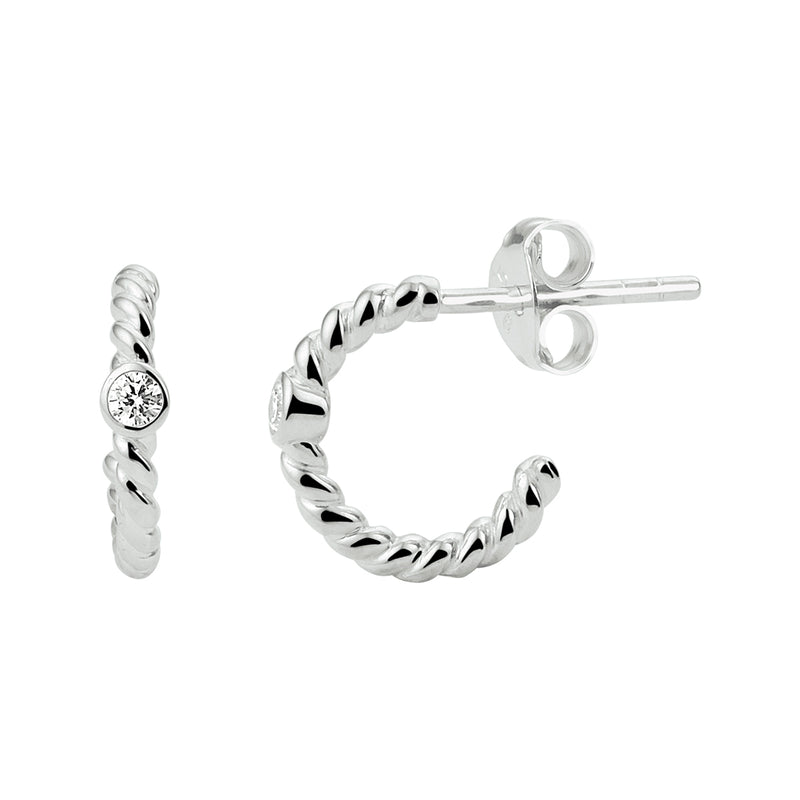 vDam Stekeroorringen Gedraaid Zirkonia Zilver Gerhodineerd 1333133