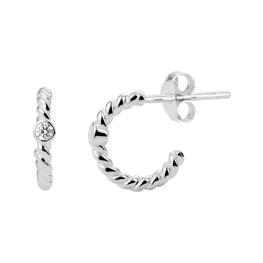 vDam Stekeroorringen Gedraaid Zirkonia Zilver Gerhodineerd 1333133