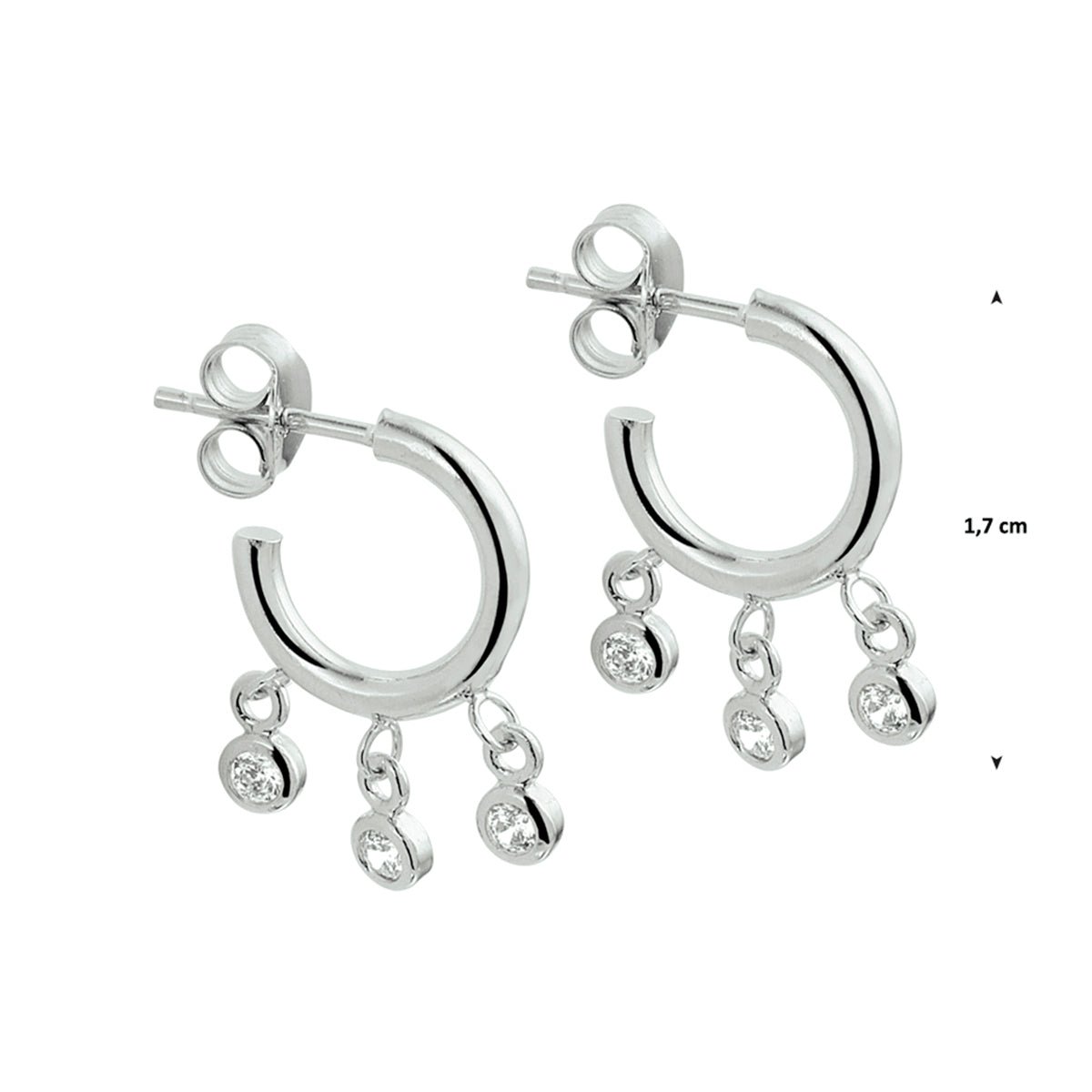 vDam Stekeroorringen Zirkonia Zilver Gerhodineerd 1328253