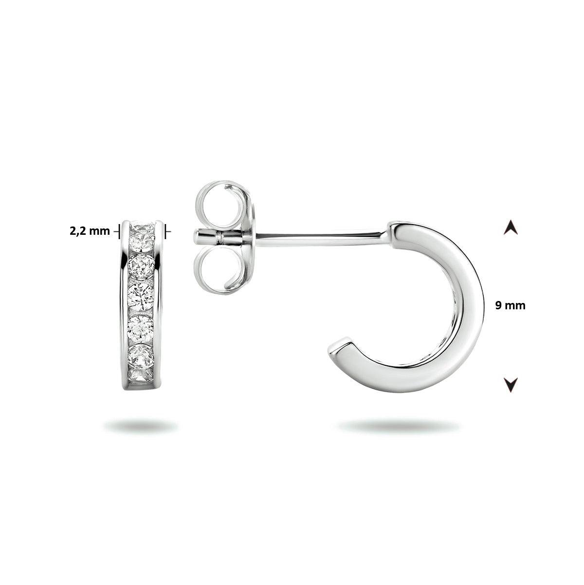 vDam Stekeroorringen Zirkonia Zilver Gerhodineerd 1333958