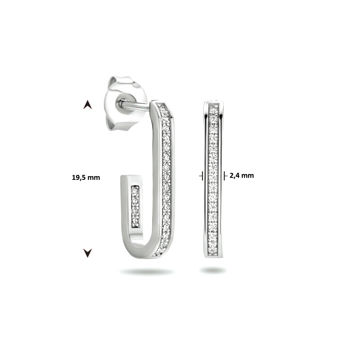 vDam Stekeroorringen Zirkonia Zilver Gerhodineerd 1334035