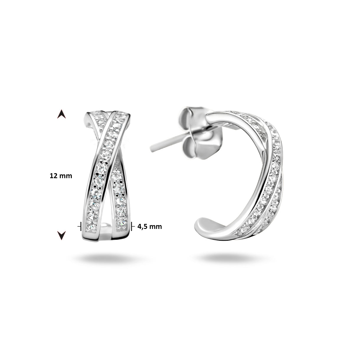 vDam Stekeroorringen Zirkonia Zilver Gerhodineerd 1334756