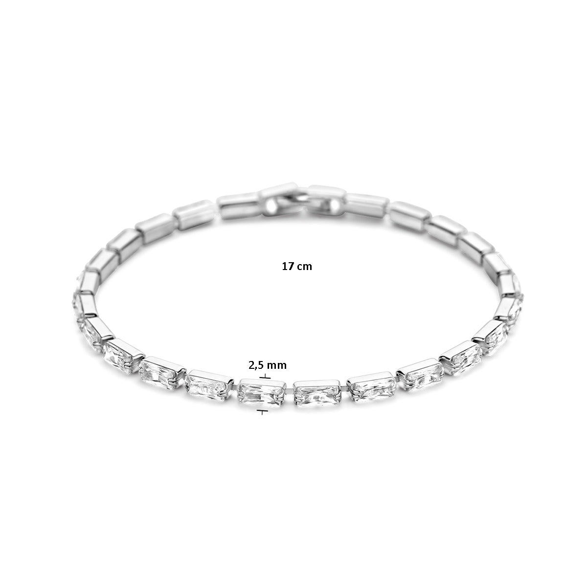 vDam Tennisarmband 2,5 Mm Zirkonia Zilver Gerhodineerd 1336604  19cm