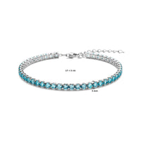 vDam Tennisarmband Blauw Zirkonia 3,0 Mm 17cm + 3 Cm Zilver Gerhodineerd 1338602  17cm