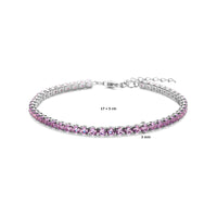 vDam Tennisarmband Paars Zirkonia 3,0 Mm 17cm + 3 Cm Zilver Gerhodineerd 1338603  17cm