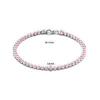 vDam Tennisarmband Roze Zirkonia 2,8 Mm 16cm + 3 Cm Zilver Gerhodineerd 1335835  16cm