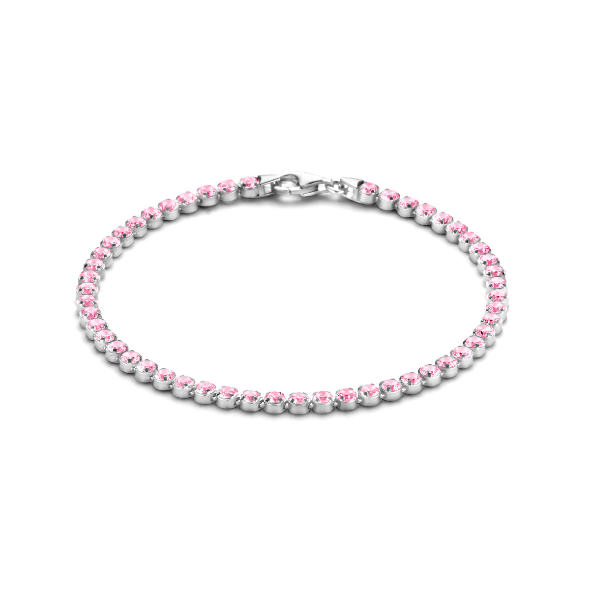 vDam Tennisarmband Roze Zirkonia 2,8 Mm 16 + 3 Cm Zilver Gerhodineerd 1335835