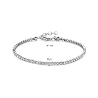 vDam Tennisarmband Zirkonia 2,5 Mm 16cm + 3 Cm Zilver Gerhodineerd 1337811  16cm