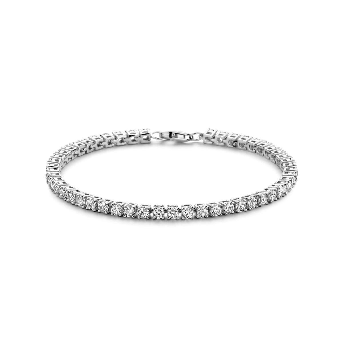 vDam Tennisarmband Zirkonia 3,0 Mm 18,5 Cm Zilver Gerhodineerd 1339144