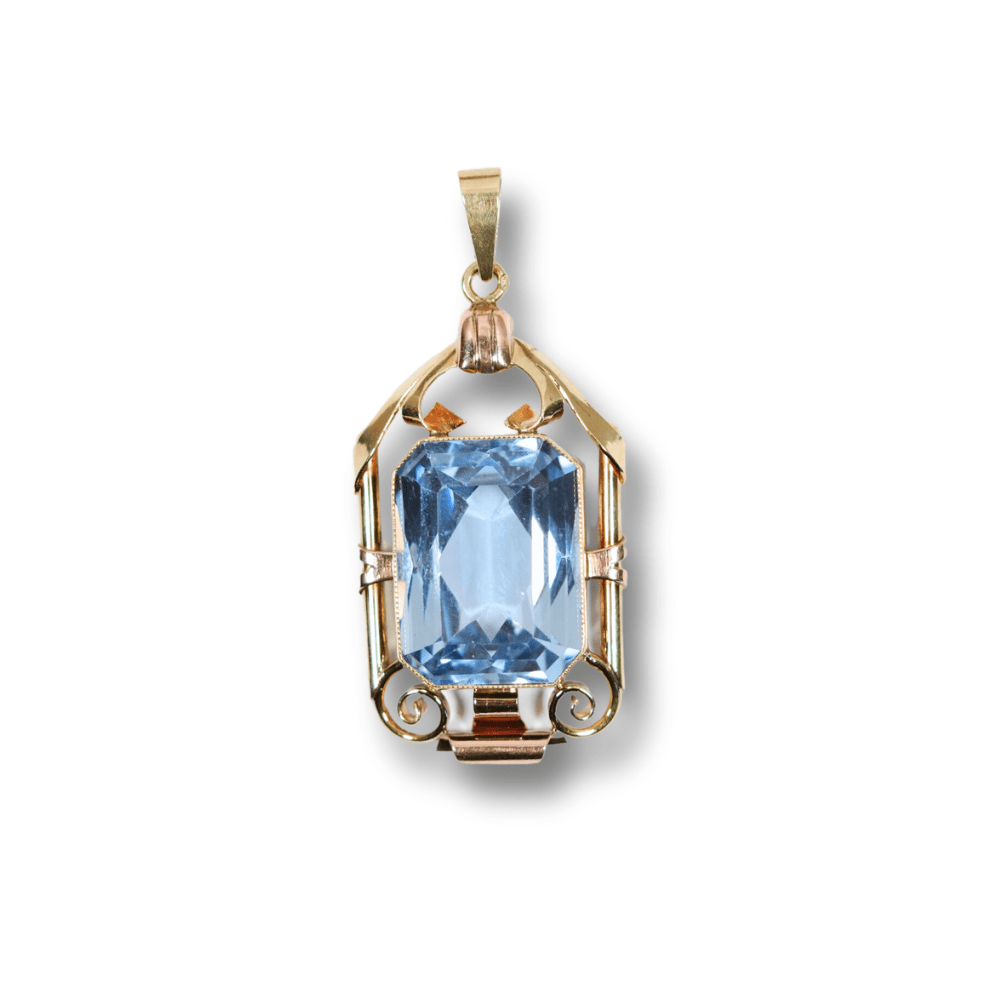 vDam Vintage Gouden Hanger met Blauwe Topaas 001