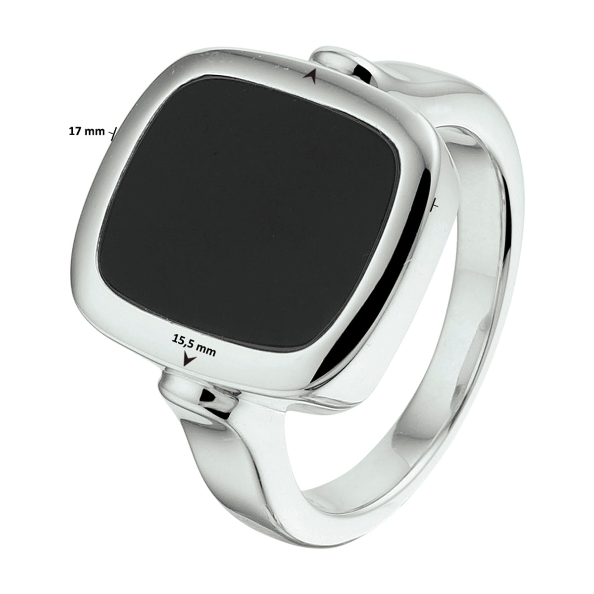 vDam Zegelring Massief Onyx Zilver Gerhodineerd 1332575 Maat 18½