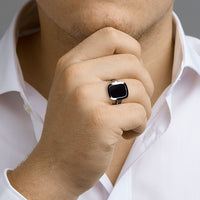 vDam Zegelring Massief Onyx Zilver Gerhodineerd 1332576 Maat 19