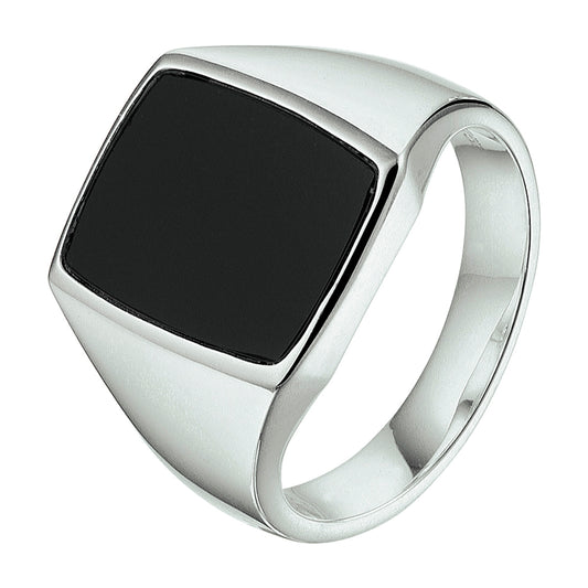 vDam Zegelring Massief Onyx Zilver Gerhodineerd 1337348