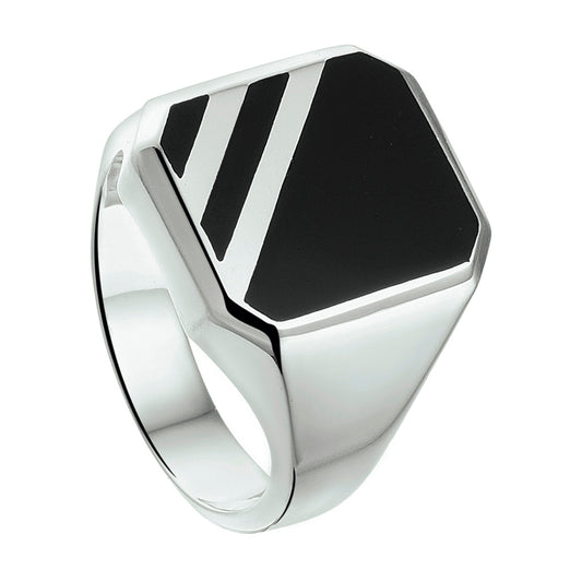 vDam Zegelring Massief Onyx Zilver Gerhodineerd 1337357