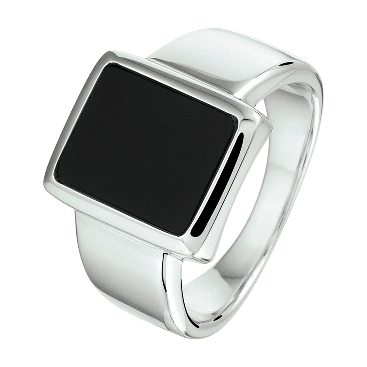 vDam Zegelring Onyx 12 X 10mm Zilver Gerhodineerd 1332898