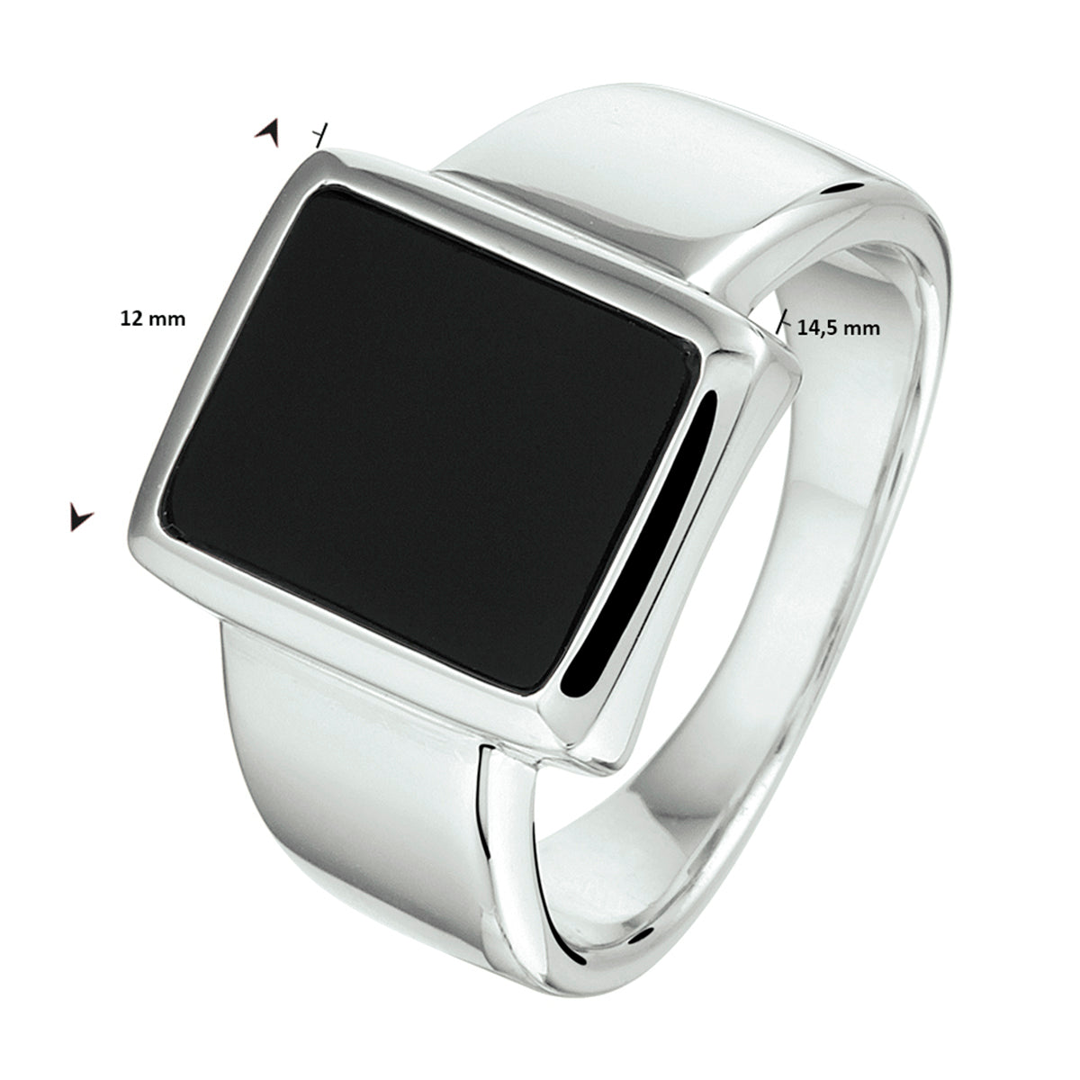 vDam Zegelring Onyx 12 X 10mm Zilver Gerhodineerd 1332900 Maat 20