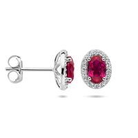 vDam Zilveren Gerhodineerde Oorknoppen met Rode - en Witte Zirkonia 1336146
