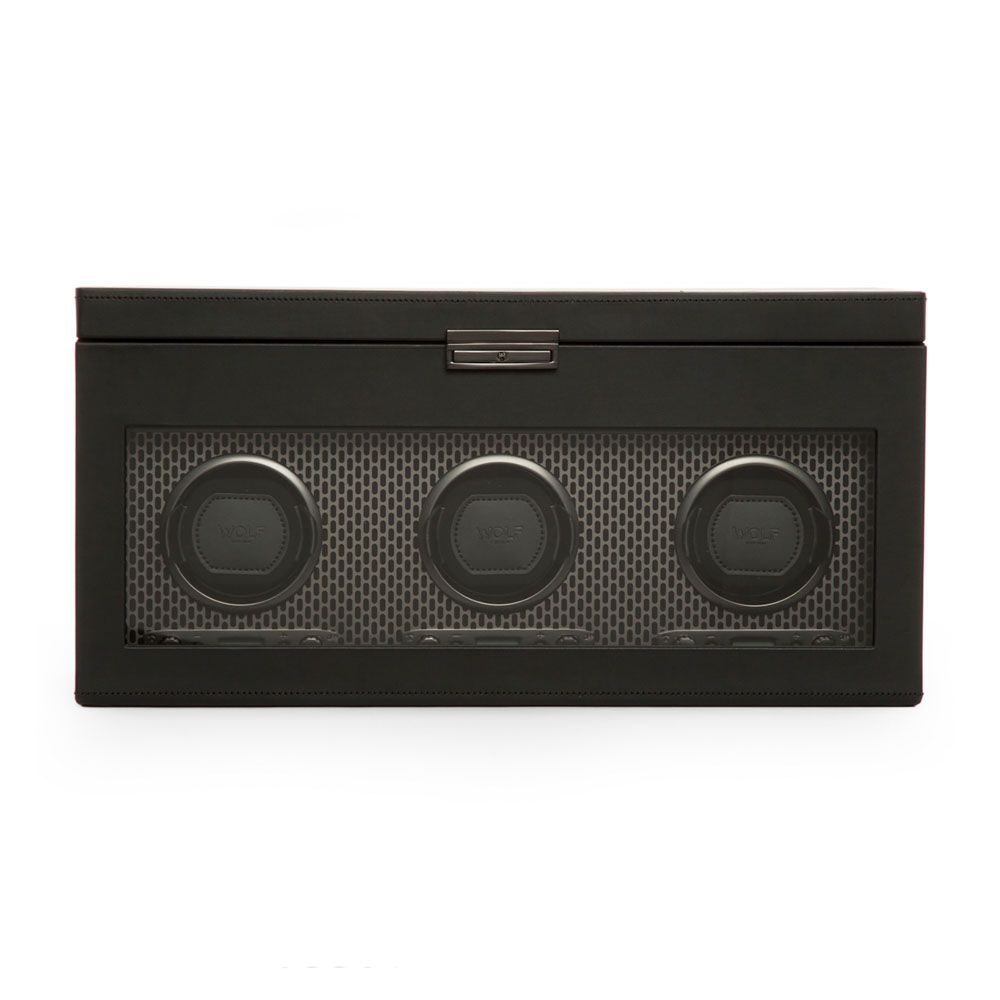 WOLF Axis Driedubbele Horloge Opwinder met Opslag 469403 - Juwelier van Dam