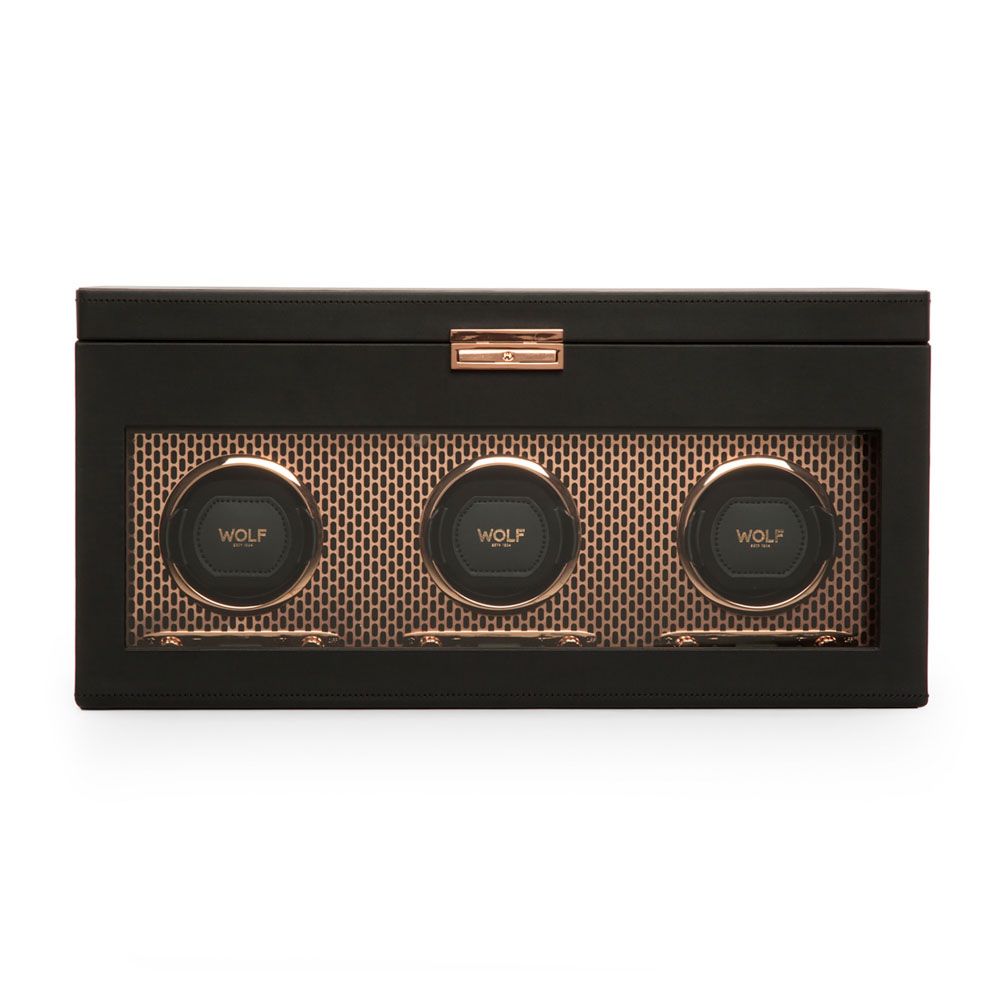 WOLF Axis Driedubbele Horloge Opwinder met Opslag 469416 - Juwelier van Dam
