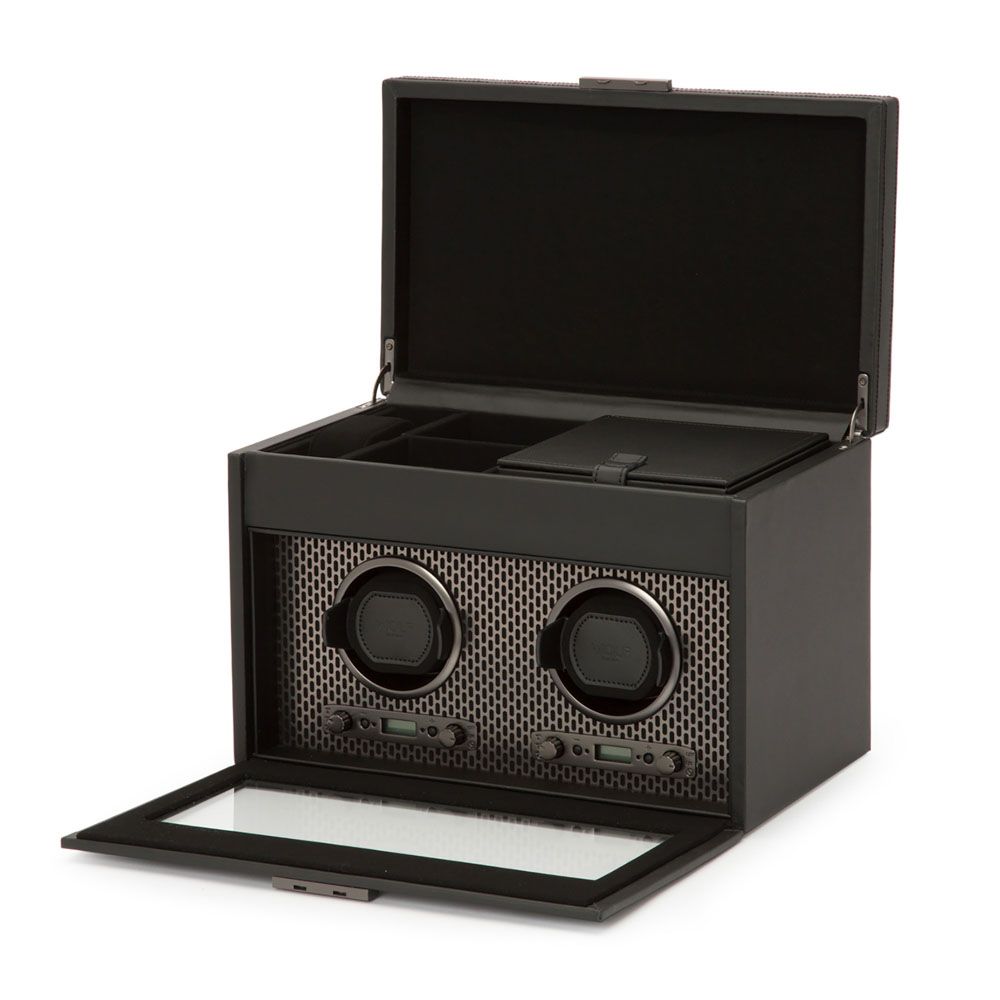 WOLF Axis Dubbele Horloge Opwinder met Oplsag 469303 - Juwelier van Dam