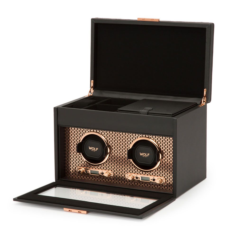 WOLF Axis Dubbele Horloge Opwinder met Opslag 469316 - Juwelier van Dam