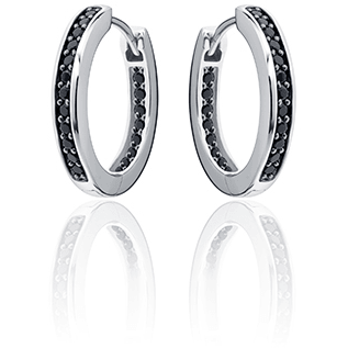 Zilveren Creolen met Zwarte Zirconia KCE3/20Z