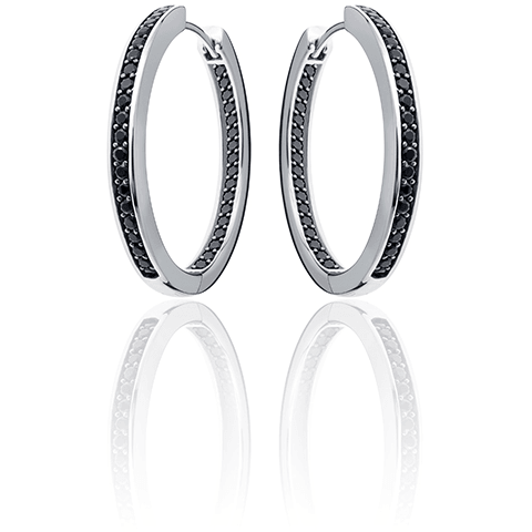 Zilveren Creolen met Zwarte Zirconia KCE3/30Z