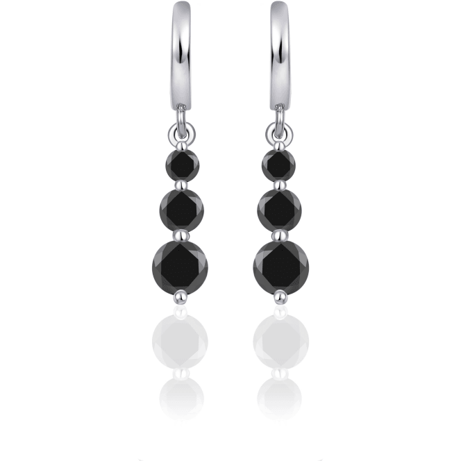 Zilveren Oorhangers met Zwarte Zirconia E718Z